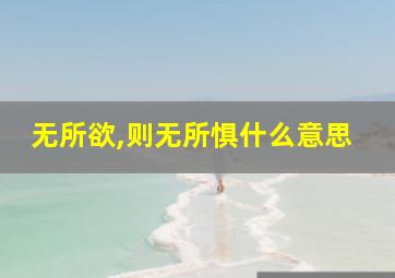 无所欲,则无所惧什么意思