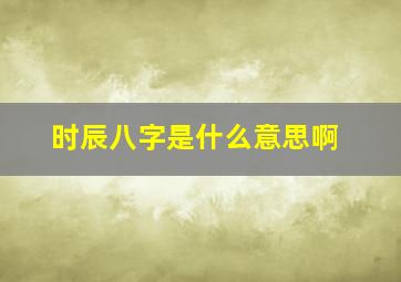 时辰八字是什么意思啊