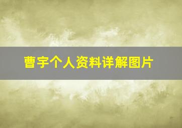 曹宇个人资料详解图片