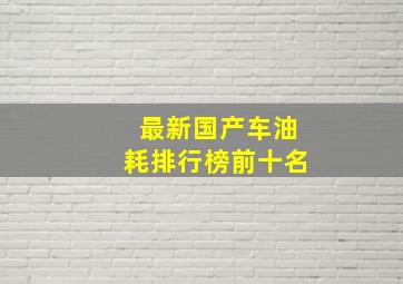 最新国产车油耗排行榜前十名