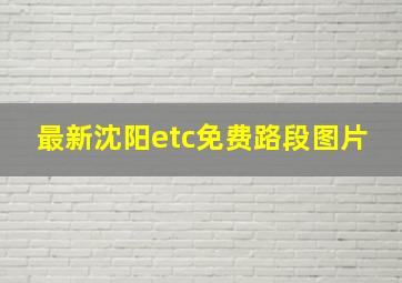 最新沈阳etc免费路段图片