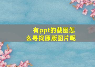 有ppt的截图怎么寻找原版图片呢