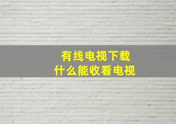 有线电视下载什么能收看电视