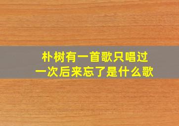 朴树有一首歌只唱过一次后来忘了是什么歌