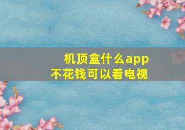 机顶盒什么app不花钱可以看电视