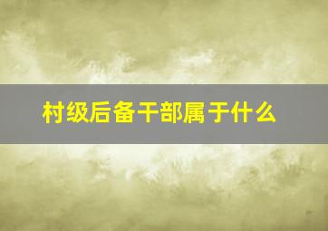 村级后备干部属于什么