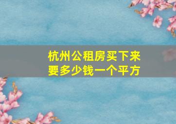 杭州公租房买下来要多少钱一个平方