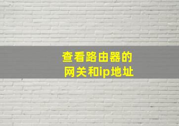 查看路由器的网关和ip地址