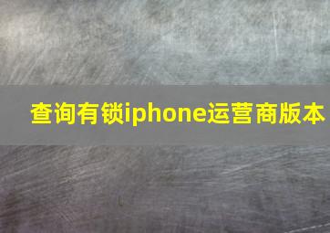 查询有锁iphone运营商版本