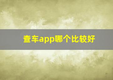 查车app哪个比较好