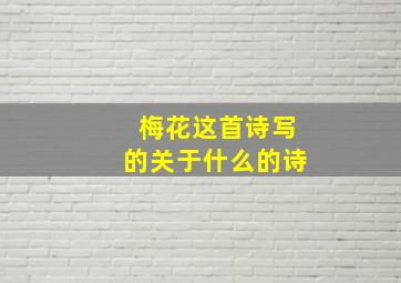 梅花这首诗写的关于什么的诗