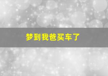 梦到我爸买车了