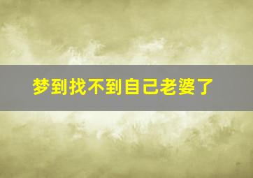 梦到找不到自己老婆了