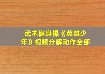 武术健身操《英雄少年》视频分解动作全部