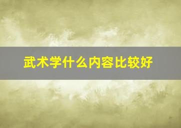 武术学什么内容比较好