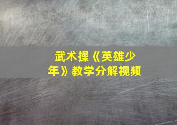 武术操《英雄少年》教学分解视频