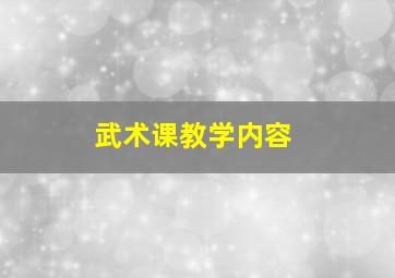 武术课教学内容