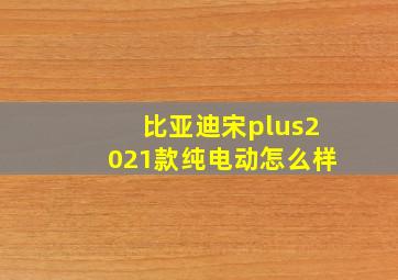 比亚迪宋plus2021款纯电动怎么样