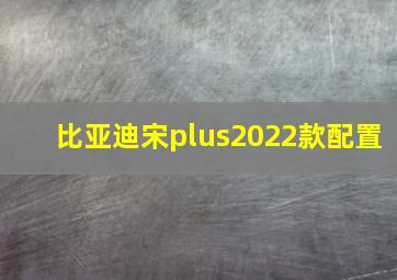 比亚迪宋plus2022款配置