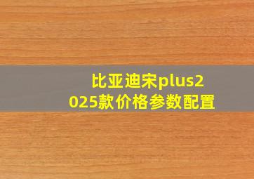 比亚迪宋plus2025款价格参数配置