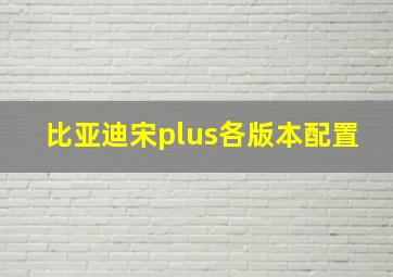 比亚迪宋plus各版本配置