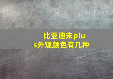 比亚迪宋plus外观颜色有几种