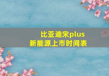 比亚迪宋plus新能源上市时间表