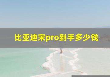 比亚迪宋pro到手多少钱