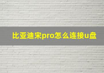 比亚迪宋pro怎么连接u盘