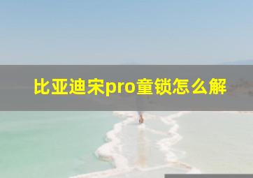 比亚迪宋pro童锁怎么解