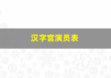 汉字宫演员表