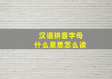 汉语拼音字母什么意思怎么读