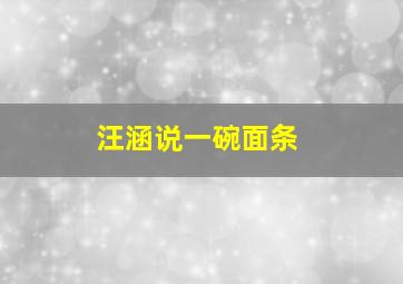 汪涵说一碗面条