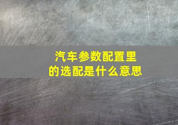 汽车参数配置里的选配是什么意思