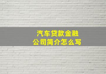 汽车贷款金融公司简介怎么写