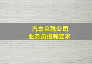 汽车金融公司业务员招聘要求