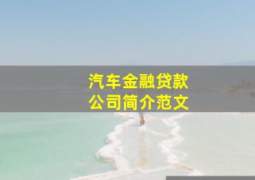 汽车金融贷款公司简介范文