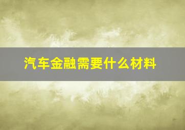 汽车金融需要什么材料