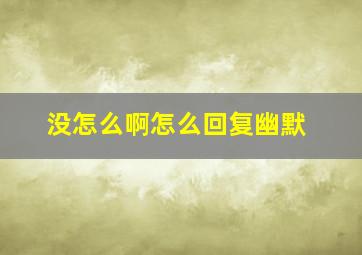 没怎么啊怎么回复幽默