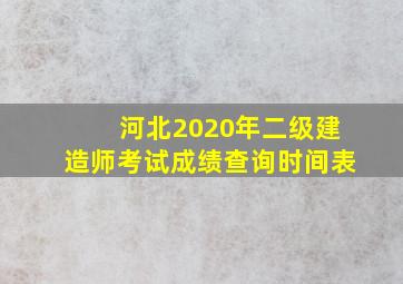 河北2020年二级建造师考试成绩查询时间表