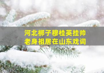 河北梆子穆桂英挂帅老身祖居在山东戏词