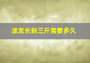 波龙长到三斤需要多久