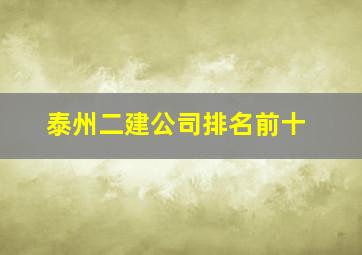 泰州二建公司排名前十