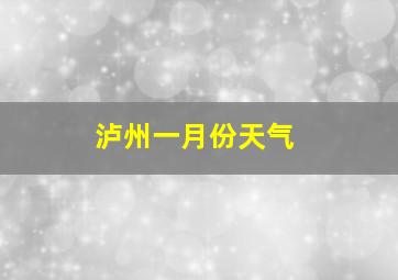 泸州一月份天气