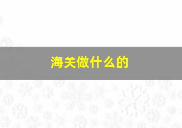 海关做什么的