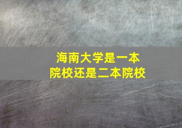 海南大学是一本院校还是二本院校