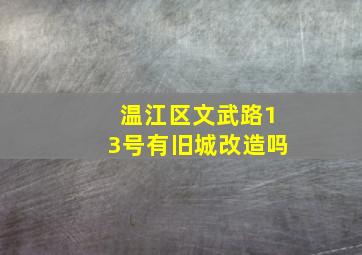 温江区文武路13号有旧城改造吗