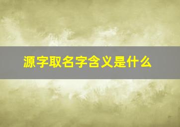 源字取名字含义是什么