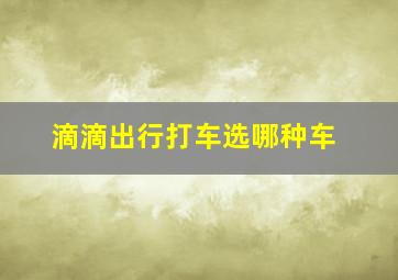 滴滴出行打车选哪种车