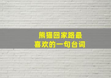 熊猫回家路最喜欢的一句台词